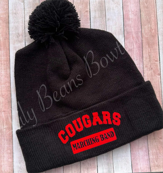 HAHS Marching Cougars Solid Pom Pom Beanie