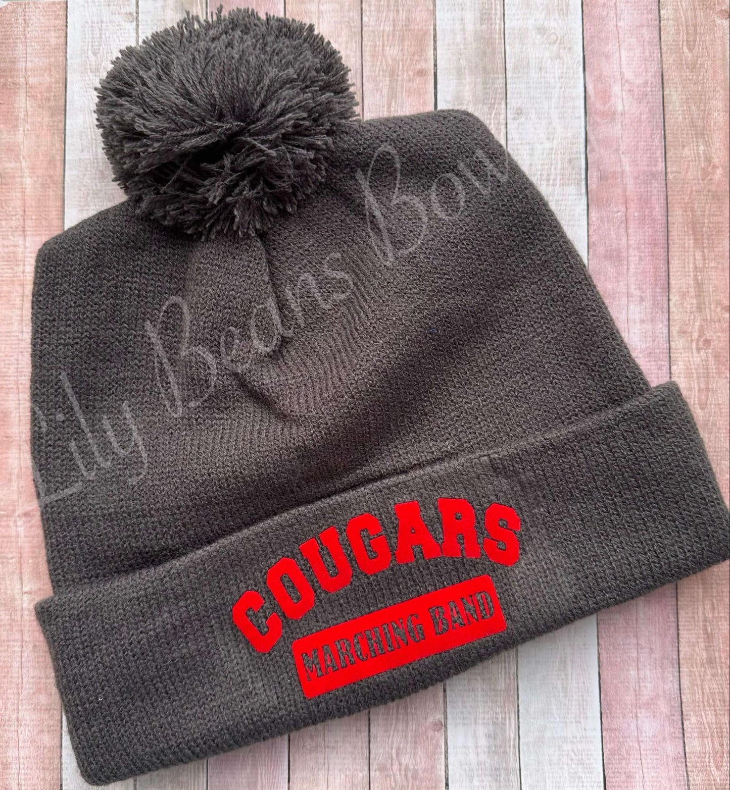 HAHS Marching Cougars Solid Pom Pom Beanie