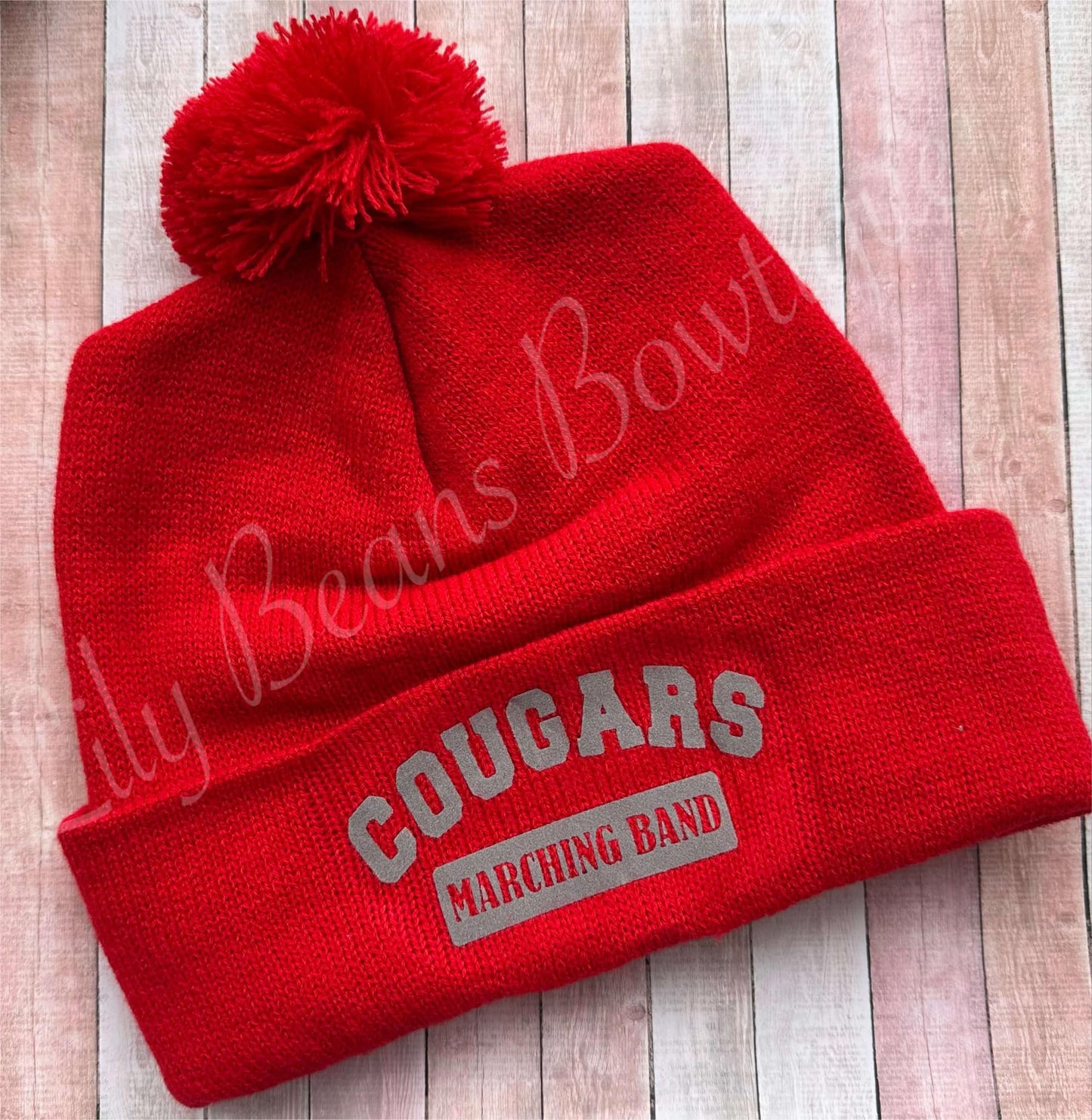 HAHS Marching Cougars Solid Pom Pom Beanie